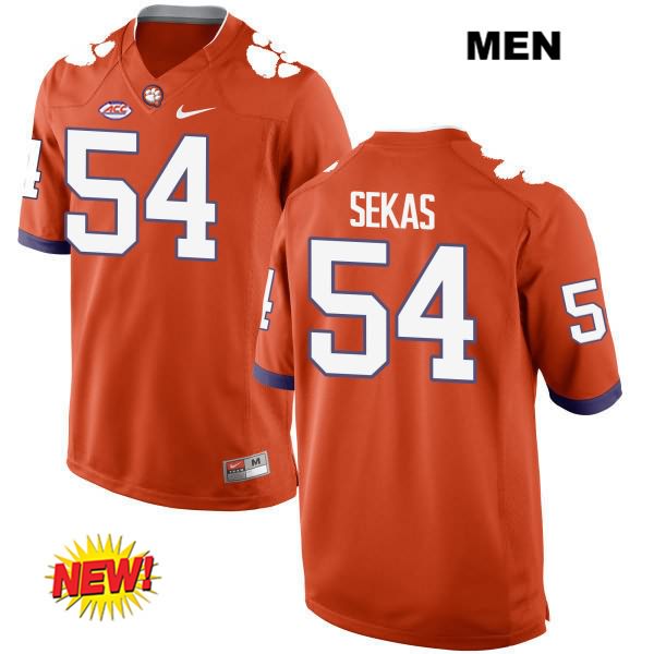 Men's Clemson Tigers #54 Connor Sekas Stitched Orange New Style Authentic Nike NCAA College Football Jersey UZE1446VJ